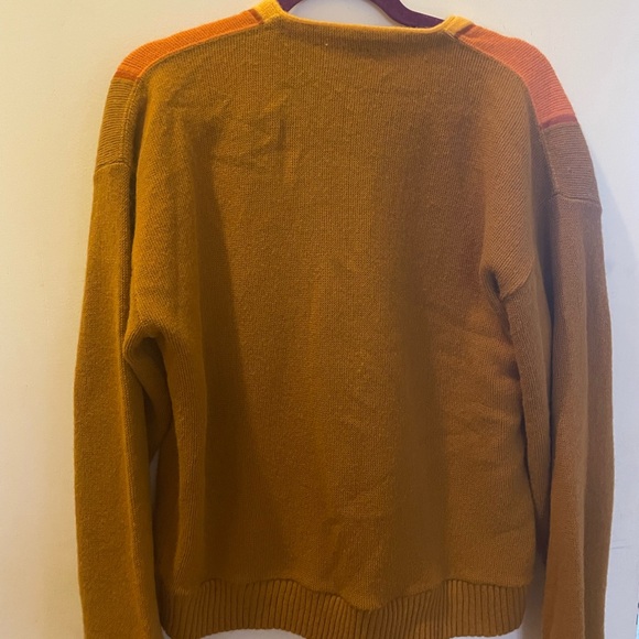 Slouchy Men’s Color Block Color Block Cardigan in Brown, Orange, and Yellow - Picture 2 of 5